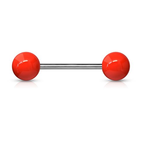 Piercings Langue Filetage Externe Titane Inoxydable Anti Allergique Barbell Lubin Rouge