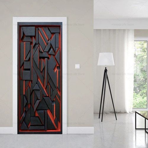 Autocollants muraux de couverture de porte de bâtiments européens de style noir rétro,auto-adhésif imperméable,PVC,voiture,tour Eiffel,papier peint