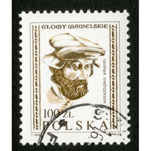 Timbre Oblitéré Polska, Glowy Wawelskie, Glowa Mezczyzny, 1982, Skiba, 100 Zl