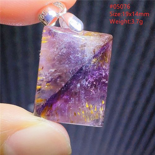 Pendentif En Pierre De Cristal Naturel Cacoxenite Auralite 23, Violet Rouge Pour Femmes Et Hommes, Goutte D'eau Rectangulaire, Bijoux En Pierre De Cristal Du Canada Aaaaa