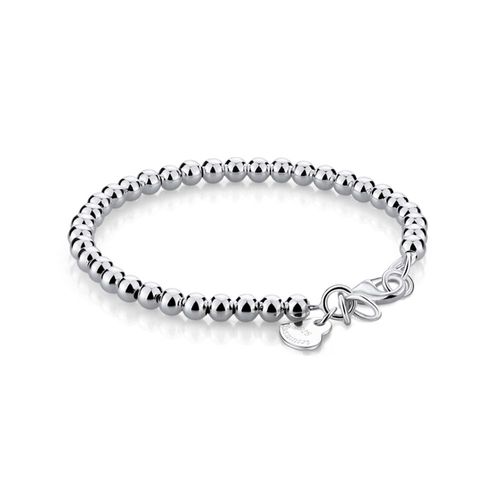 Bracelet Simple En Or Rose 100% Et Argent Sterling 925 Pour Femmes Et Filles, Chaîne De Perles, Breloque, Tenue Parent Enfant, Bijoux