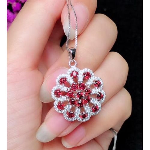 Bijoux Boutique En Argent Sterling 925 Incrusté De Grenat Naturel, Pierre Précieuse De Luxe Pour Femmes, Collier Pendentif Test De Support