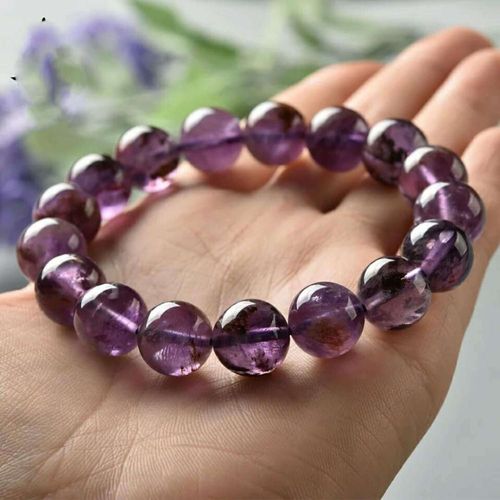 Bracelet En Pierre Précieuse De Haute Qualité Pour Femme, En Cacoxénite Violette, En Quartz Fantôme Naturel, Perle Extensible, 13mm, Aaaaa, Livraison Directe