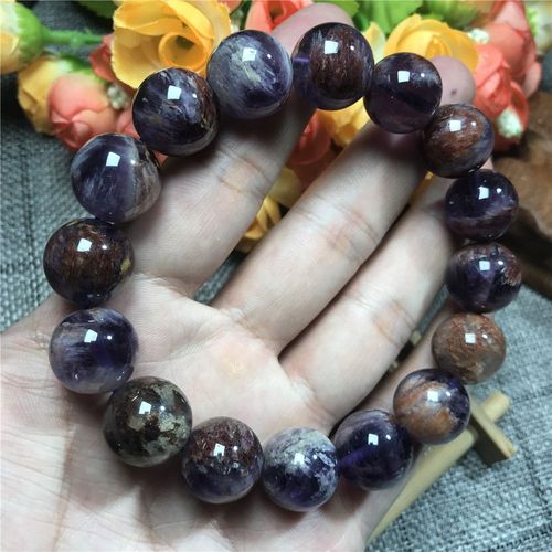 Bracelet En Quartz Fantôme Violet Véritable Pour Homme Et Femme, En Cacoxénite Naturelle, 15mm, Cadeau En Cristal, Perles Rondes Puissantes, Bijoux Aaaaa