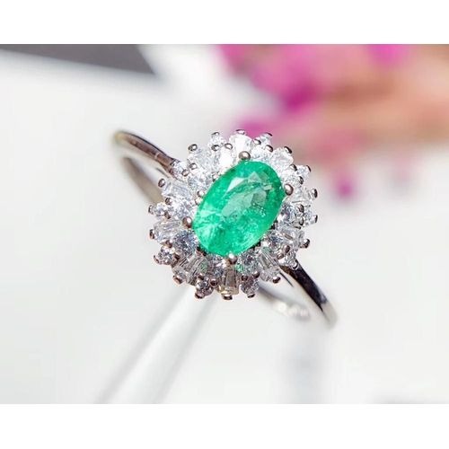 Bague En Argent Sterling 925 Incrustée D'émeraude Naturelle Pour Femme, Bijou De Boutique, Belle Détection De Support
