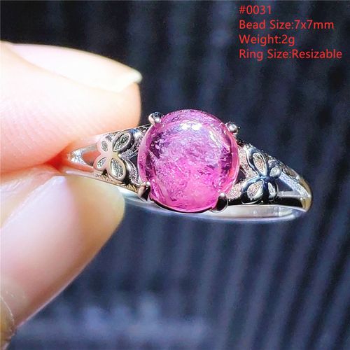 Bague Tourmaline En Argent Sterling 925 Pour Femme, Anneau Ovale En Cristal Clair, Rouge, Rose, Véritable, Ajustable, Aaaaa