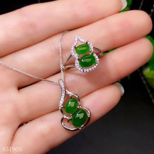 Kjjeaxcmy Boutique, Bijoux En Argent Sterling 925, Incrustation De Pierres Précieuses Naturelles De Jaspe, Ensemble Avec Pendentif, Bague De Luxe, Support, Te