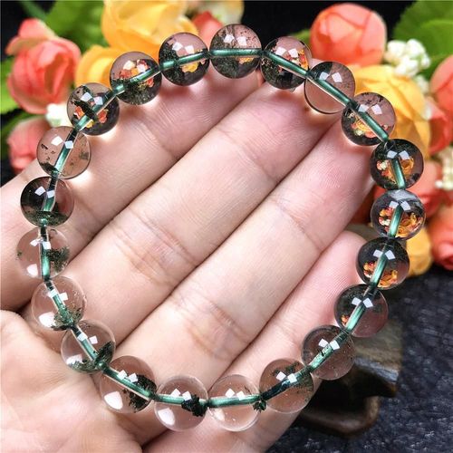 Bracelet À Quartz Fantôme Vert Naturel Pour Femmes Et Hommes, Perles Rondes En Cristal, Brins De Bijoux En Pierres Précieuses, Cadeau De Guérison, 9mm, Aaaaa