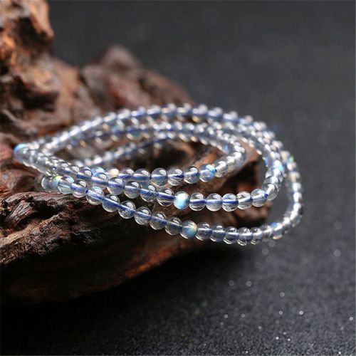 Bracelet En Pierre De Lune Naturelle 6mm Pour Homme Et Femme, Bijoux En Cristal De Guérison À Lumière Bleue, 3 Tours De Collier, Perles Rondes, Brins Aaaaa