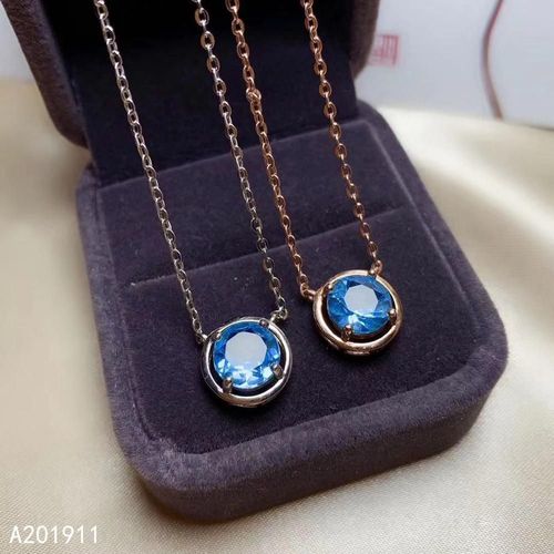 Bijoux En Argent Sterling 925 Incrustés De Topaze Bleue Naturelle, Pendentif Pour Collier, Support De Test, Classique, Tendance, Boutique