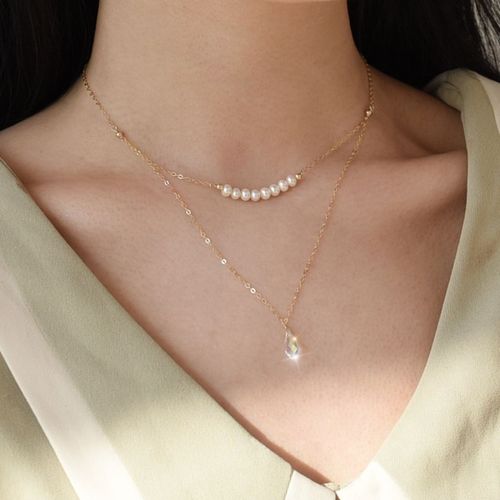 Collier Délicat En Argent Sterling 925 Pour Femmes, Bijoux En Cristal, Perle, Breloque, Cadeau D'anniversaire, De Mariage