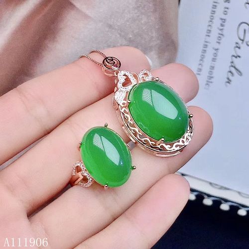 Collier Avec Pendentif En Argent Sterling 925 Incrusté De Pierres Précieuses Calcédoine Vertes Naturelles Pour Femmes, Ensemble De Bijoux Boutique