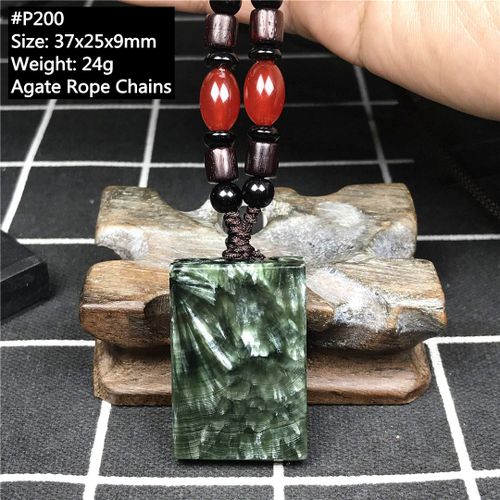 Pendentif En Cristal Seraphinite Vert Naturel, Collier Pour Femmes Et Hommes, Cadeau De Chance, Perles En Argent, Bijoux En Pierre Précieuse, Corde D'agate Aaaaa