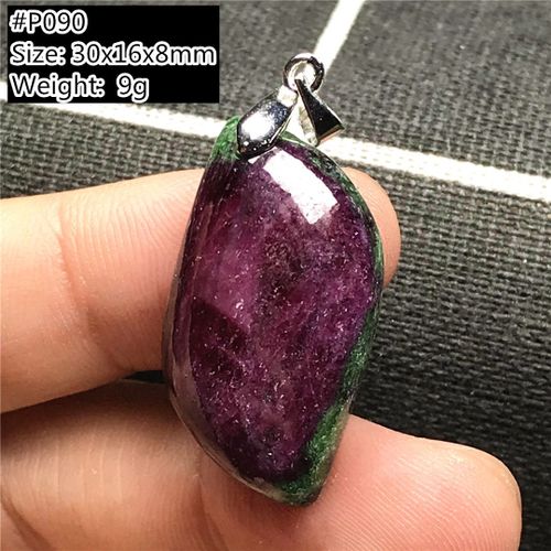 Collier En Pierre De Rubis Zoisite Naturelle Pour Homme Et Femme, Pendentif En Cristal, Vert, Rouge, Reiki, Perles En Argent, Aaaaa