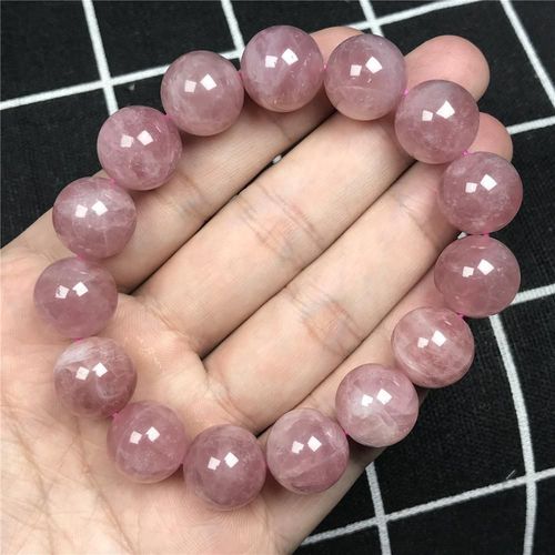 Bracelet En Quartz Rose Naturel Pour Femmes Et Hommes, Perles Rondes En Cristal De Madagascar, Cadeau D'amour, Bijoux Extensibles À La Mode, 13mm, Aaaaa