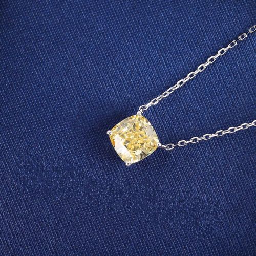 Bijoux De Marque En Argent Sterling 925 Pur Pour Femmes, Collier Carré En Diamant Jaune Avec Pendentif C¿Ur Pour Mariage, 925