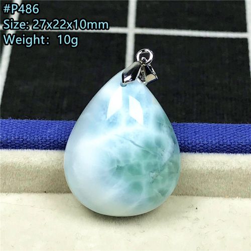 Pendentif Larimar Bleu Naturel Pour Hommes Et Femmes, Bijoux En Cristal Porte Bonheur, Perles En Argent, Pierre À Motif D'eau Reiki Dominica, 27x22mm, Aaaaa