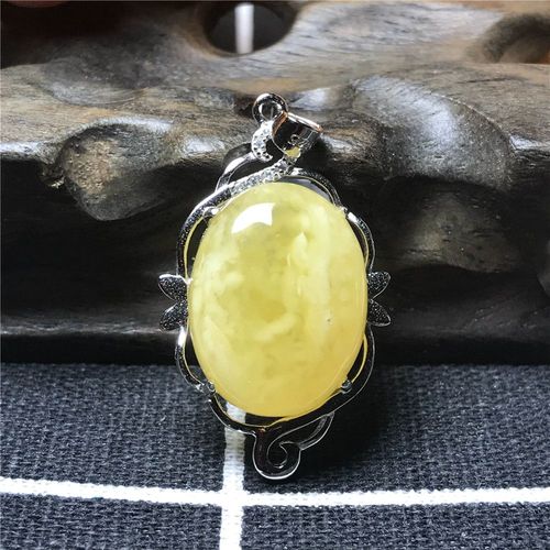 Pendentif En Ambre Jaune Naturel Pour Homme Et Femme, Bijoux En Cristal Porte Bonheur, Perles En Argent 925, 36x22x9mm, Cadeau De Pierre Précieuse De Guérison, Aaaaa