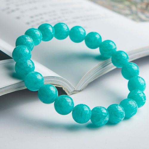 Bracelet En Amazonite Naturelle Pour Femmes, Perles Rondes De Guérison, En Cristal, À La Mode, 10mm, Aaaaa