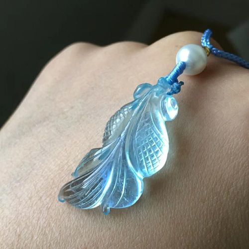 Pendentif Poisson Aigue Marine Bleu Naturel, Cristal Pour Femmes Et Hommes, Pierre De Guérison, Meilleure Pierre, 32x14x8mm Aaaaa