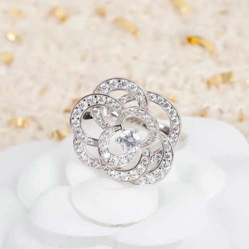 Bague En Argent Sterling 925 Pur Pour Femmes, Bague En Diamant Cz Avec Fleur De Camélia, Bijoux De Mariage, Bague De Fiançailles Rose De Luxe