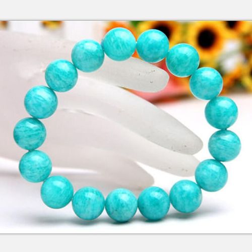 Bracelets En Amazonite Verte Naturelle Pour Hommes Et Femmes, Perles Rondes Et Extensibles En Cristal, 8mm, Aaa, À La Mode, Livraison Directe, 100%