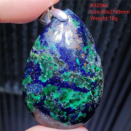 Collier Azulite Malachite Lapis Lazuli, Pendentif Naturel Rare, Vert Bleu, Goutte D'eau, Cristal, Pierre De Guérison, Aaaaa