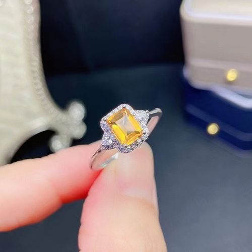 Bague En Argent Sterling 925 Incrustée De Citrine Naturelle Pour Femmes, Bijou Fin, Carré Exquis, À La Mode, Style Ol, Bijou Ajustable