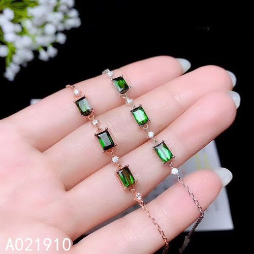 Bracelet Tourmaline Verte Naturelle Incrustée En Argent Sterling 925, Bijoux Boutique, Détection De Soutien Classique Pour Femmes