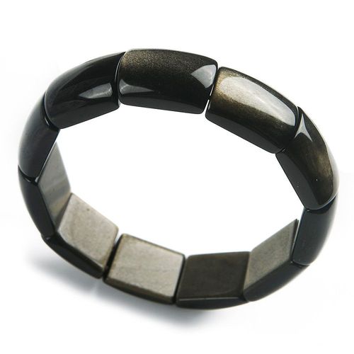 Bracelets Rectangulaires En Obsidienne Or Naturel Pour Homme Et Femme, Pierres Flash, Qualité Supérieure, 18x9mm, Aaaaa, Livraison Directe