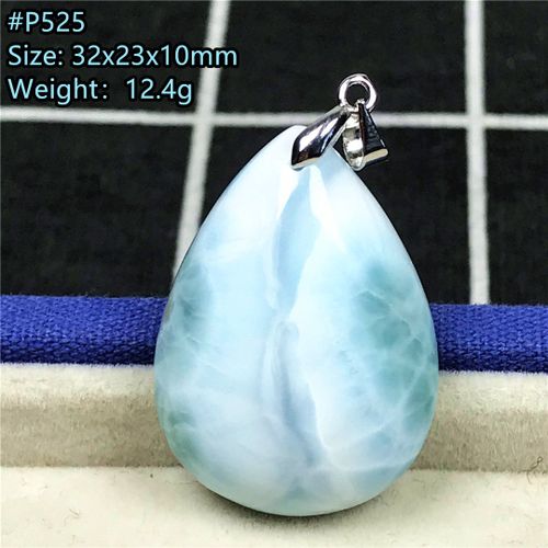 Collier En Pierre Larimar Bleue Naturelle, Pendentif Pour Femmes Et Hommes, En Cristal 32x23x10mm, Perles En Argent Motif D'eau De La Dominica, Bijoux Aaaaa