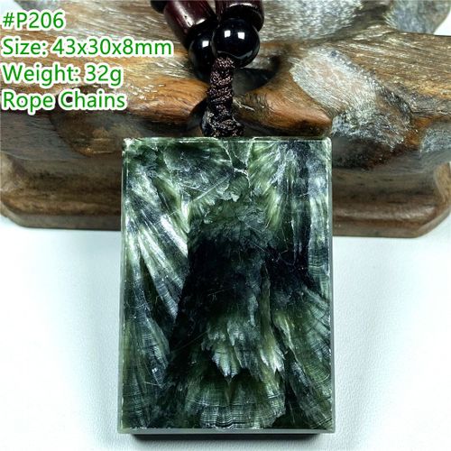Pendentif Seraphinite Vert Naturel, Bijoux Pour Femmes Et Hommes, Cristal Amour Guérison Amour Cadeau Pierre Argent Perles Reiki Pierre Précieuse Aaaaa