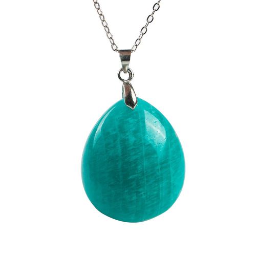 Collier Pendentif En Pierre D'amazonite Verte Naturelle Pour Homme Et Femme, Bijou En Cristal, Perles, Cadeau De Guérison, 28x24x9mm, Aaaaa