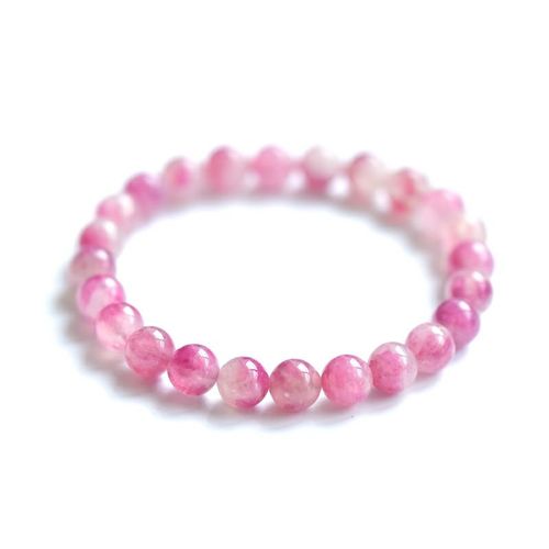 Bracelet Lépidolite En Tourmaline Pastèque Naturelle Pour Femme, Perles Rondes, Rose, Rouge, 8mm, 10mm, Bijoux, Aaaaa