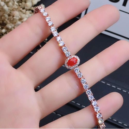 Bracelet En Argent Sterling 925 Incrusté De Corail Rouge Naturel Pour Femmes, Bijoux Boutique, Détection De Support Fine