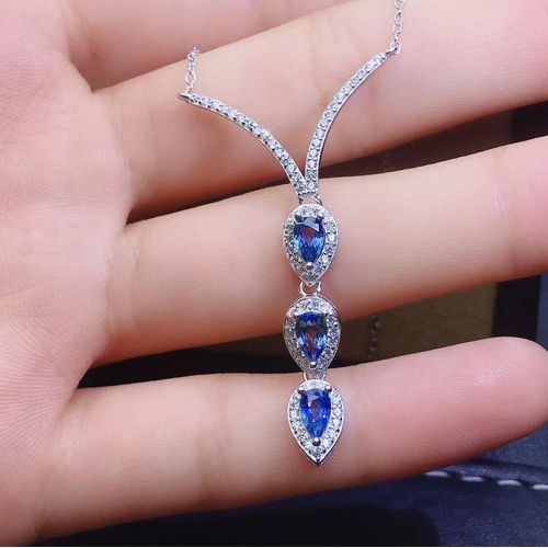 Bijoux Fins En Argent Sterling 925 Incrusté De Saphir Naturel, Collier Pendentif Classique Pour Femmes, Supports D'inspection, Tendance