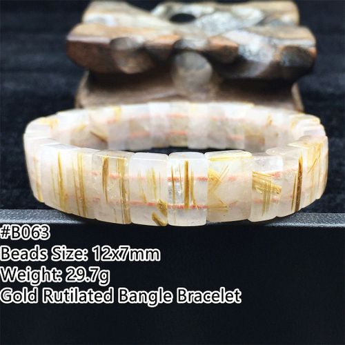 Bracelet En Quartz Rutilé Pour Femmes Et Hommes, Perles En Or Naturel, 12x7mm, Guérison, Richesse, Titane, Pierres Précieuses, Bijoux Extensibles