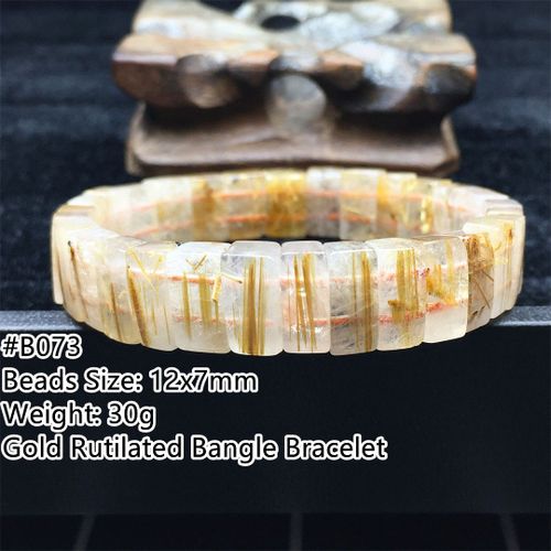Bracelet À Quartz Rutilé En Or Naturel, Bijoux Pour Femmes Et Hommes, Pierres Précieuses En Titane, 12x7mm, Perles Extensibles