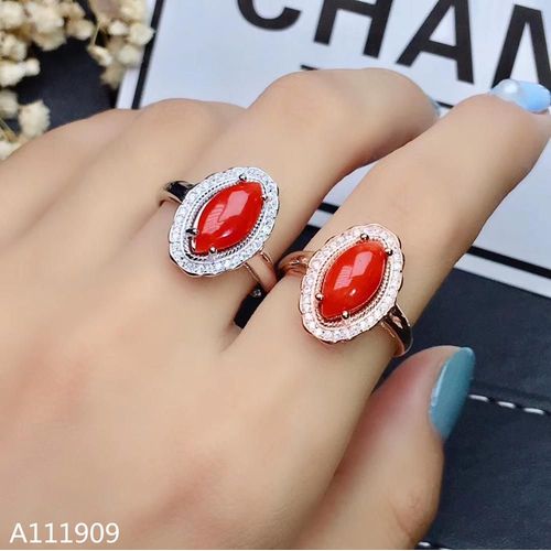 Bague En Argent Sterling 925 Incrustée De Corail Rouge Naturel Pour Femme, Bague Fine, Support De Détection, Luxueuse, Boutique De Bijoux