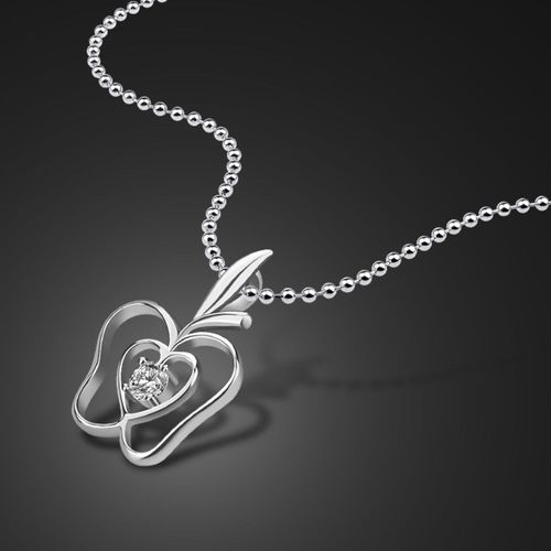Collier Pendentif Apple En Argent Sterling 100% Authentique 925, Fermoirs À Homard, Perle De Chain18 36 Pouces, Bijoux Simples Pour Femmes