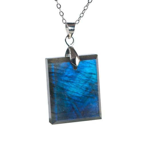 Pendentif En Labradorite Bleue Naturelle, 24x19x7mm, Carré, Rectangle, Pour Femme Et Homme, Collier, Livraison Directe, Aaaaa
