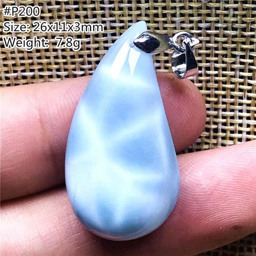 Pendentif Larimar Bleu Naturel Pour Femme Et Homme, Bijoux En Cristal Et Argent, Porte Bonheur, Cadeau D'amour, Perles Goutte D'eau, Pierre À Motif D'eau Aaaaa
