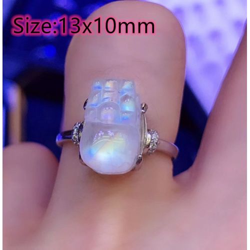 Bague Ajustable En Argent 925 Pour Hommes Et Femmes, Pierre De Lune Naturelle Véritable, Cristal Clair Bleu, Toutes Tailles, Cadeau D'amour, À La Mode, Aaaaa