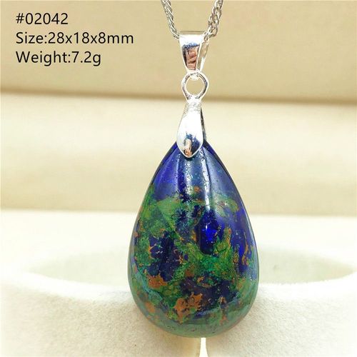 Pendentif En Azurite Naturelle Authentique, Malachite Lapis Lazuli Vert Et Bleu Pour Femmes Et Hommes, En Forme De Goutte D'eau, Forte Et Puissante Énergie Aaaaa