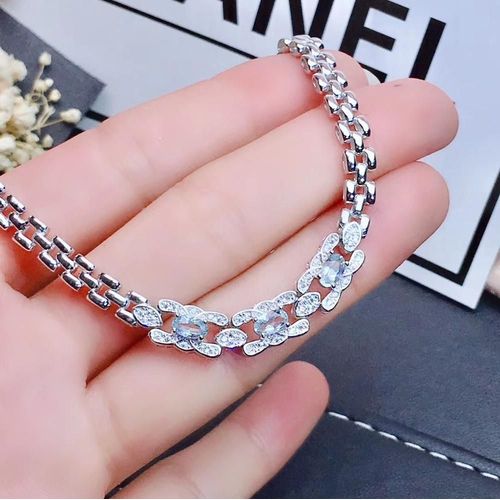 Bracelet En Argent Sterling 925 Incrusté De Saphir Naturel Pour Femmes, Bijoux Boutique, Détection De Support
