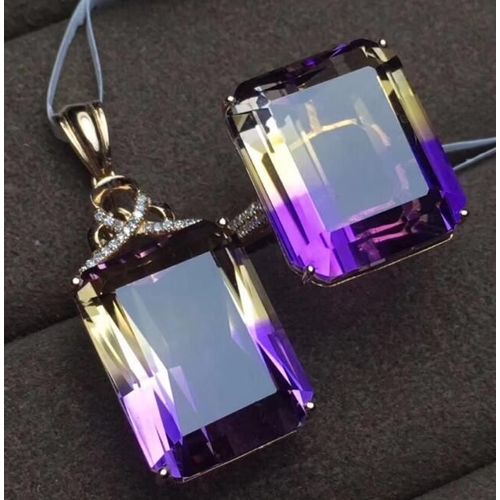 Ensemble De Bijoux De Luxe En Argent Sterling 925 Pour Femmes, Bague En Améthyste Incrustée, Pendentif De Collier