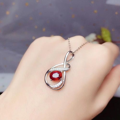 Bijoux Boutique En Argent Sterling 925 Incrusté De Rubis Naturel, Pendentif Féminin, Détection Exquise Classique