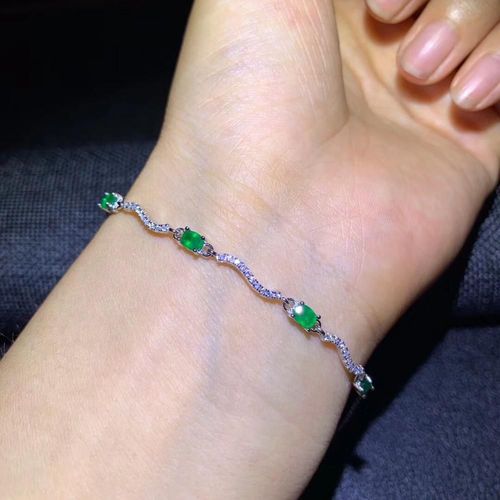 Bijoux Boutique En Argent Sterling 925 Incrusté D'émeraude Naturelle, Beau Bracelet Pour Femmes, Détection De Support