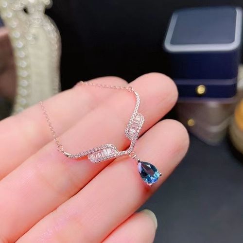 Collier En Argent Sterling 925 Incrusté De Topaze Bleue De Londres Pour Femmes, Bijou Fin, Élégant, Pendentif Goutte D'eau, Chaîne