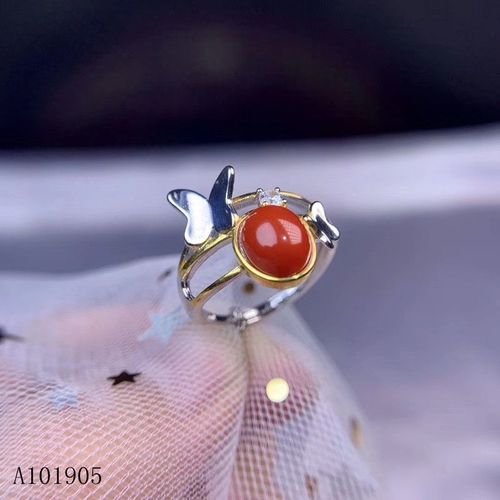 Kjjeaxcmy Bijoux De Boutique En Argent Sterling 925, Incrustés De Corail Rouge Naturel, Identification Pour Bague Pour Femmes